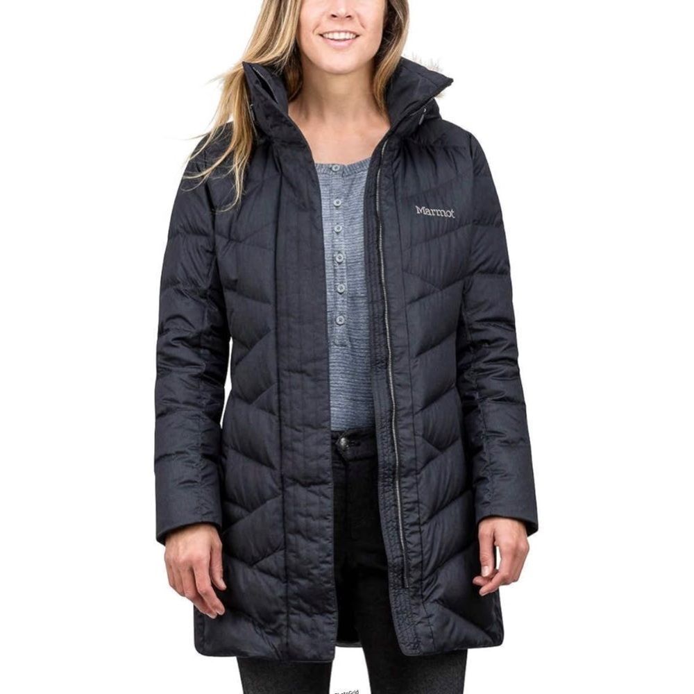 Marmot Varma 700 Long M901070 Down Puffer Fur Hood Jacket Coat XL - Picture 1 of 8